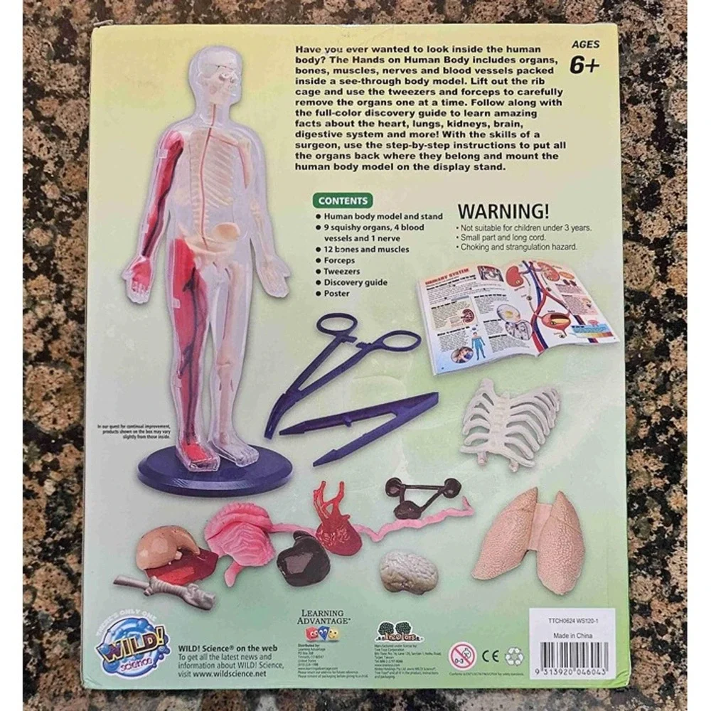 Wild Science - Hands On Human Body Model Science Kit 38 Piece, Anatomy Book STEM